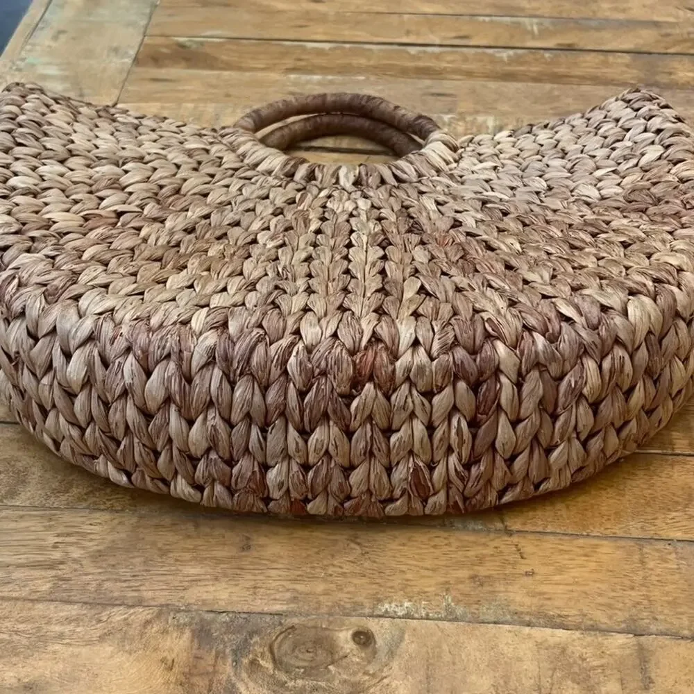 Xhilaration Straw Woven Tote Rattan Round Top Handle Handbag